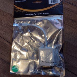 NEW Monoprice Mini DisplayPort/Thunderbolt to DVI Adapter Computer Wire WHITE